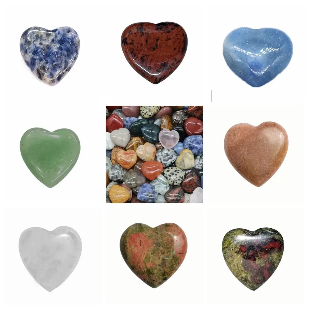 Funny Gemstone Natural Crystal Stones Natural Crystal Heart-shaped Stone Non-porous 20mm Quartz Crystal Ornaments Gift