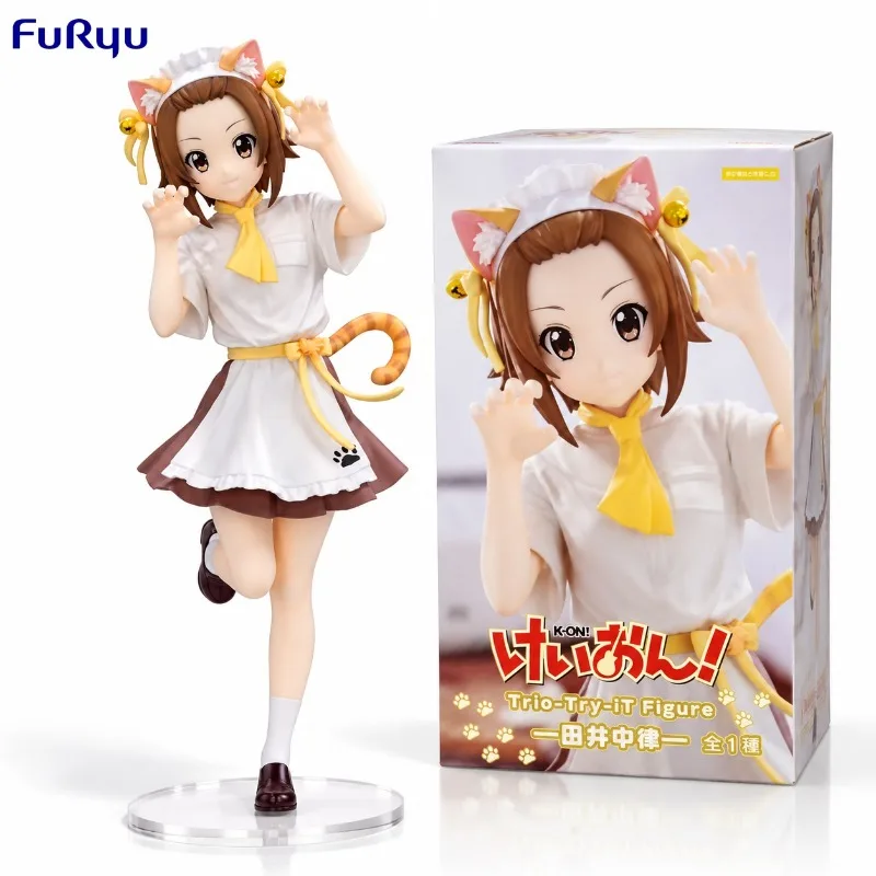In Stock 100% Original FuRyu Trio Try IT K On Tainaka Ritsu Brown Hair White Cat Maid Anime Figure Collectible Models Toys Gifts
