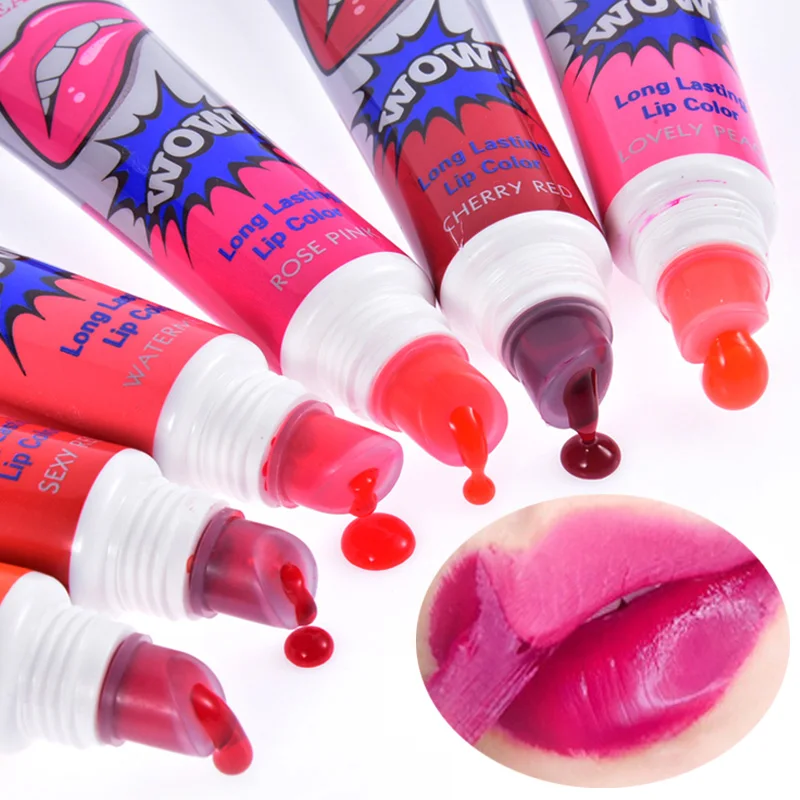 Batom impermeável de longa duração para mulheres, descasca o batom líquido, brilho labial, maquiagem sexy, lip pull, lábios, máscara cosmética, 6 cores