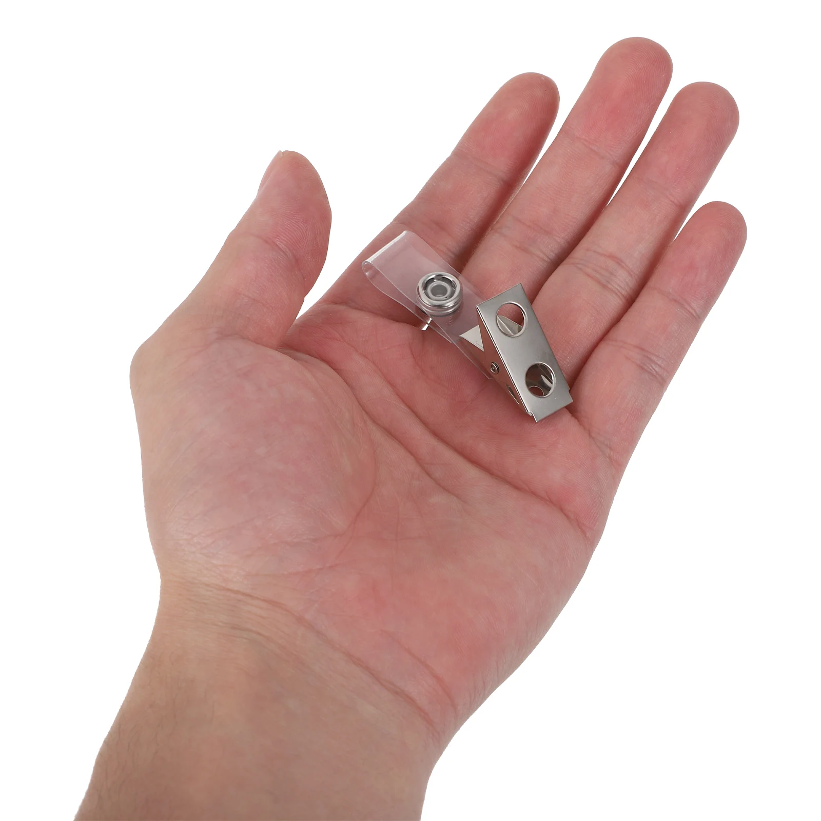 

120Pcs Double Hole Vertical Badge Clips Metal Id Card Holder Clear PVC Straps Secure Name Tags for Office School Hospital