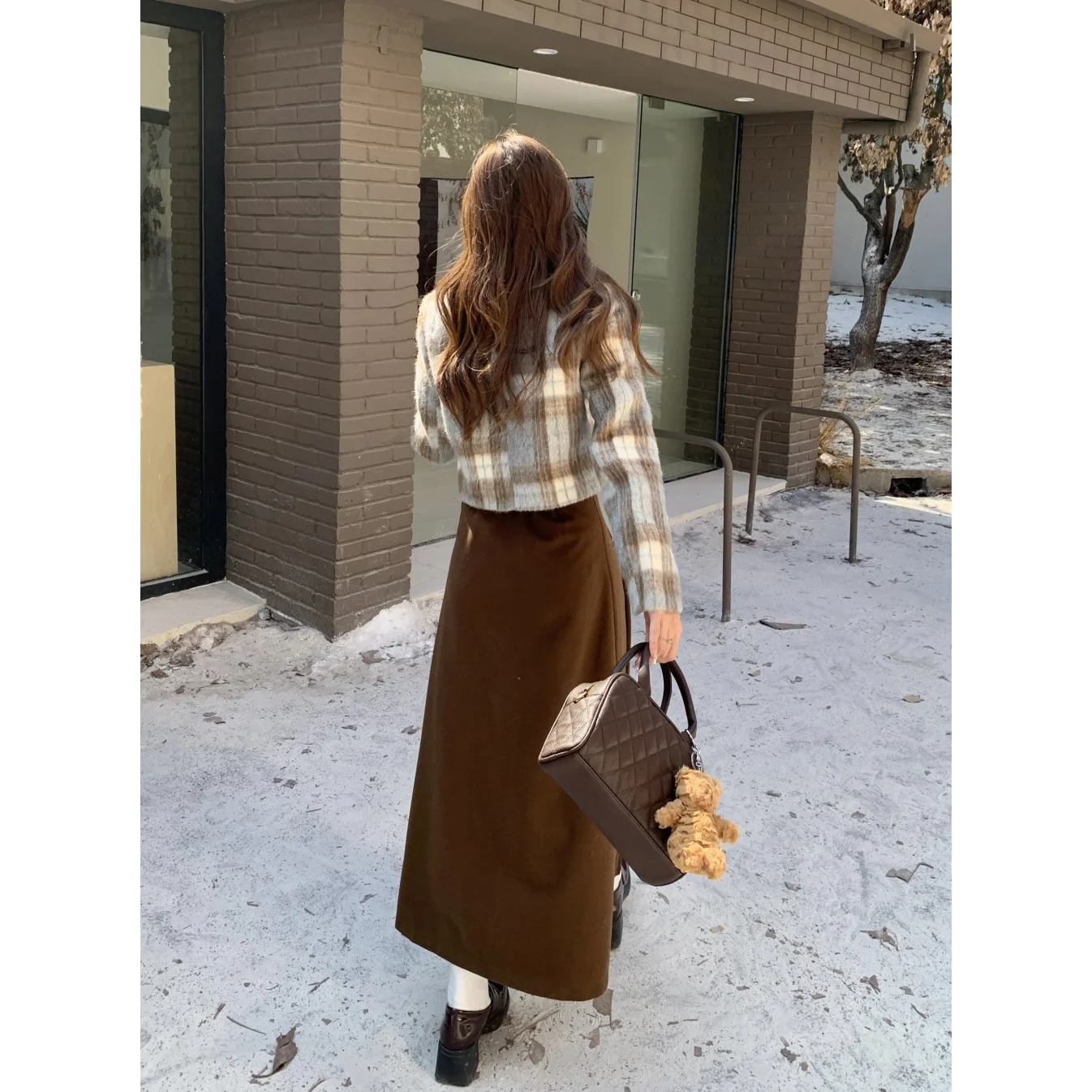 Autumn and Winter 2-piece Thick Woolen Short Coat for Women's Clothing 2024 New Pleated Long Skirt Fashion Set for Children