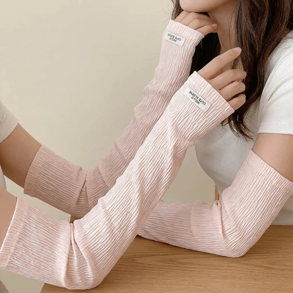 

Breathable Lace Sun Protection Sleeves Lightweight Fabric Elastic Ruffle Trim Mesh Arm Covers Loose Fit Design