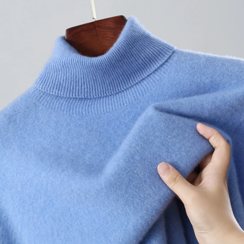 

Мужской вязаный пуловер из 100% мериносовой шерсти, свитер с лацканами, повседневный простой базовый свитер, осень/зима, мужская одежда, новый продукт