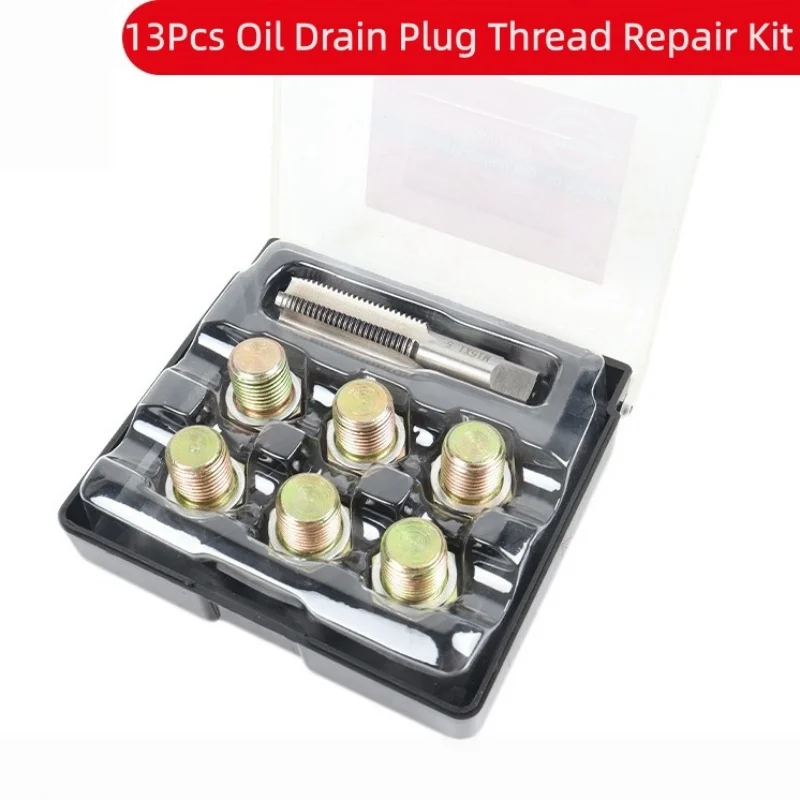 

13Pcs Oil Drain Plug Thread Repair Kit M13-M22 Sump Pan Tap Tool Set for Engine Oil Pan Repair