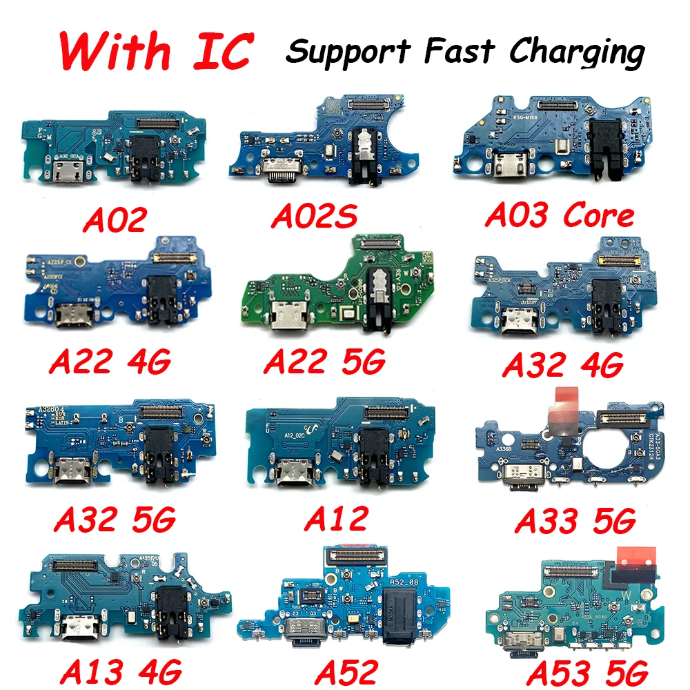 USB Dock Connector Charging Port Flex Cable For Samsung A02 A02S A03 core A12 Nacho A13 A22 A32 Charger Board With Mic Module