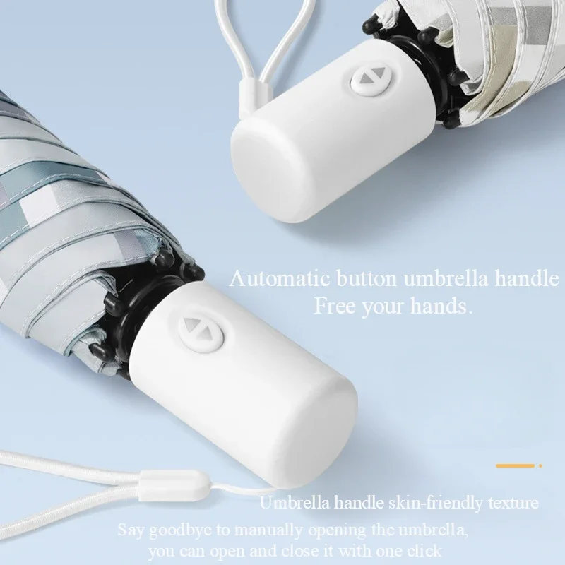 Automatic Umbrella Ladies Sunscreen UV Protection Parasol Three Folding Sunshine and Rain Umbrella Portable Japanese Style