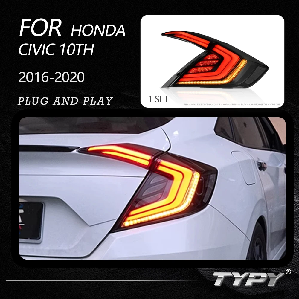 

TYPY New LED Taillight Upgrade Modified Full Tail Lamp Car Accessories For Honda Civic 10th 2016-2020 Dynamic Turn Signals