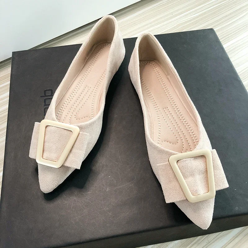 

Flat Shoes for Women Pointed Toe Working Shoes Basic Style Slip on Loafers Size 42 43 Light Pink Women Flats Mary Jane Shoes