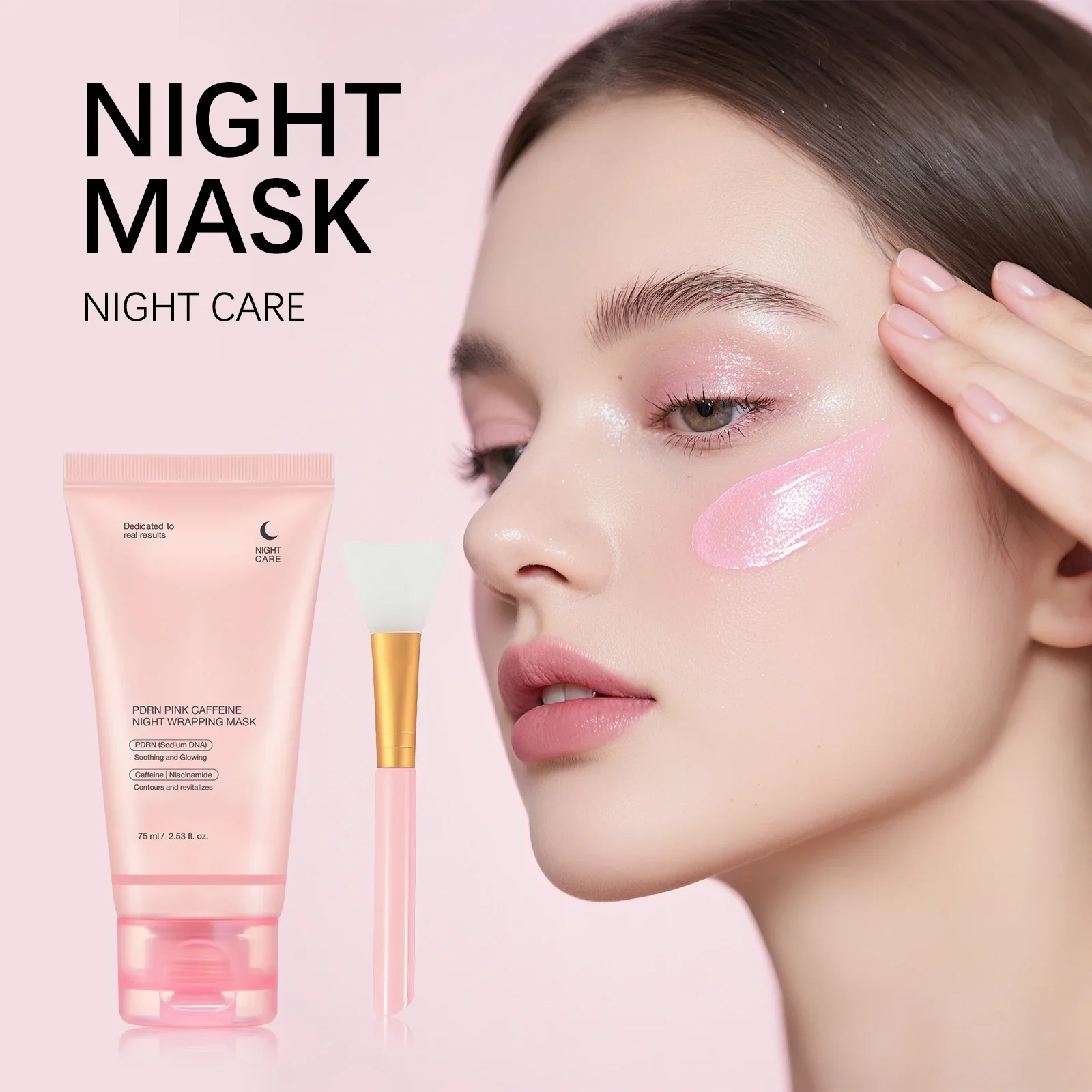 

PDRN Розовая кофеиновая ночная оберточная маска Гидролизованный коллаген Ночная отшелушивающая маска для лица Увлажняющий уход Увлажняющий уход