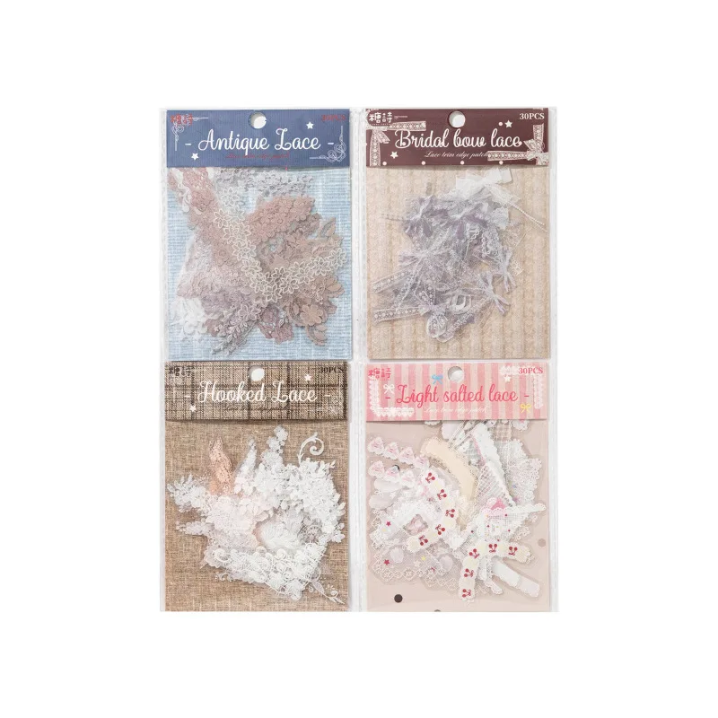 

4packs Kawaii Stationery Stickers Lace Diary Junk Journal Planner Decorative Sticker Scrapbooking