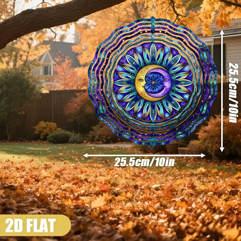 3D 1PC Wind Chimes, Psychedelic Mandala Geometric Flowers, Outdoor Decor Gift with 360° Swivel Hook