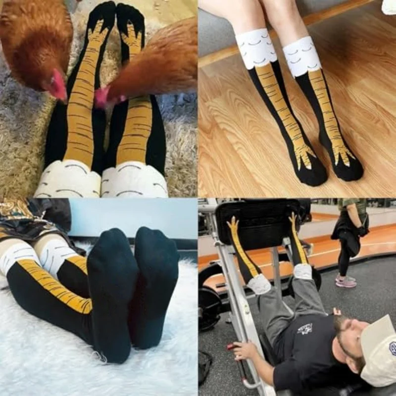 Lustige Crazy Chicken Feet Socken Unisex – Neuheit Kniestrümpfe Lustiges Geschenk – Detail 8