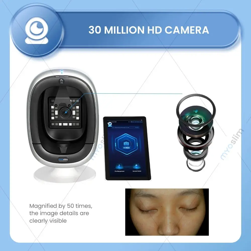 Profesjonalny analizator twarzy 3D AI do analizy trądziku, wykrywania wilgotności skóry, kamera do twarzy, sprzęt do salonów kosmetycznych.