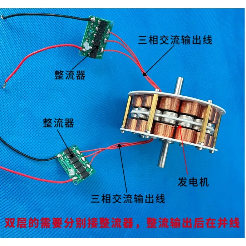 Multipole Strong Magnetic Three-Phase AC Double-Layer High-Power Disk Core Generator - Ultra-Low Speed, High-Efficiency