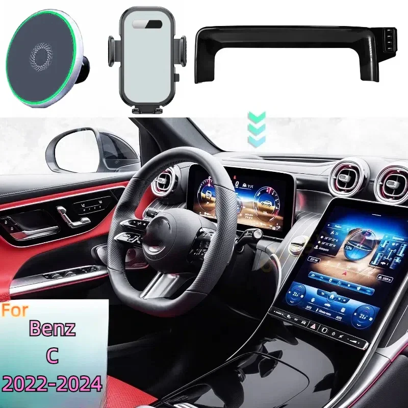 For Mercedes-Benz C Class 2022 2023 2024 W206 Phone Holder Car Magnetic MagSafe Wireless Charging Car Mobile Phone Mount Base