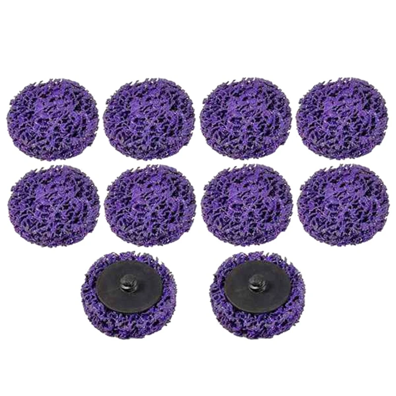 10Pcs 2 Inch 50Mm Quick Change Easy Strip & Clean Disc Purple For Paint & Rust Car Surface Prep Cleaning Welds