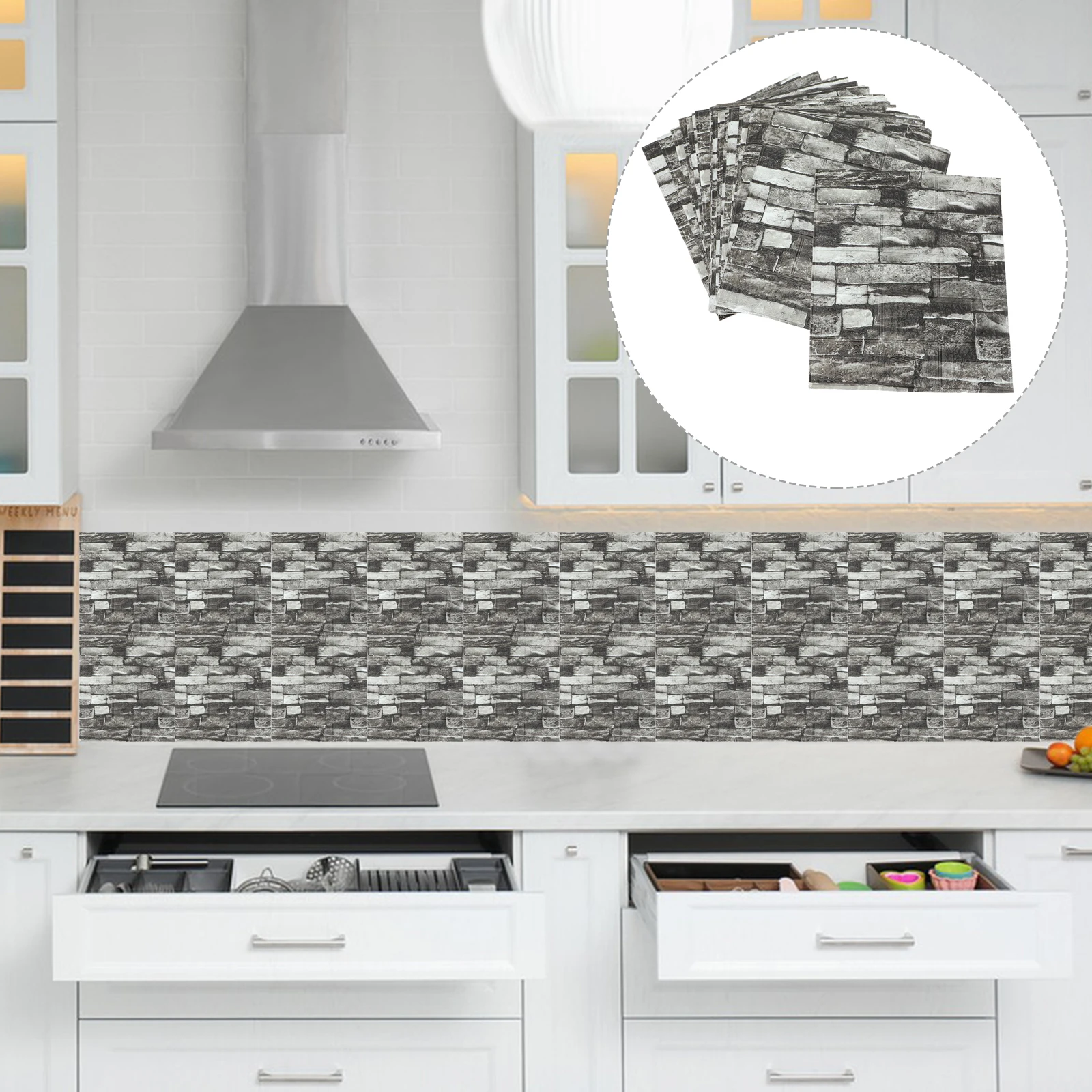 

20Pcs Simulated Rock Slice Tile Stickers Decorative Peel Stick Wall Tiles for Kitchen Bathroom Living Room 3D Tile Decals