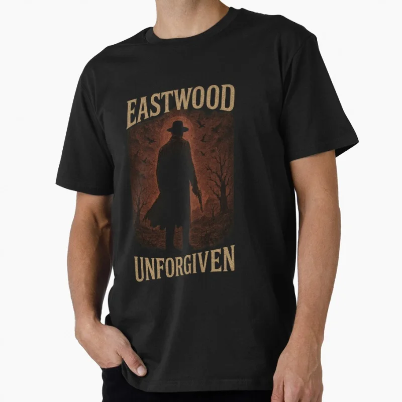 

Eastwood Unforgiven Dark 80s retro western movie Vintage cowboy film gift t shirt Large size Tops 100% cotton worn print Clothes
