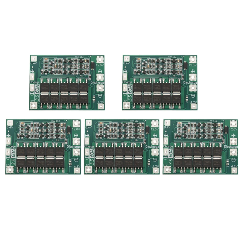【B98G】5Piece 18650 Li- Lithium Battery Protection Board Enhanced Version 3S 60A BMS Board