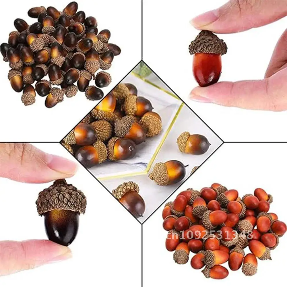 50pcs 3cm Cheap Mini Chestnut Artificial Flower Fake Foam Fruits Berries Flowers For Wedding Christmas Tree Decoration