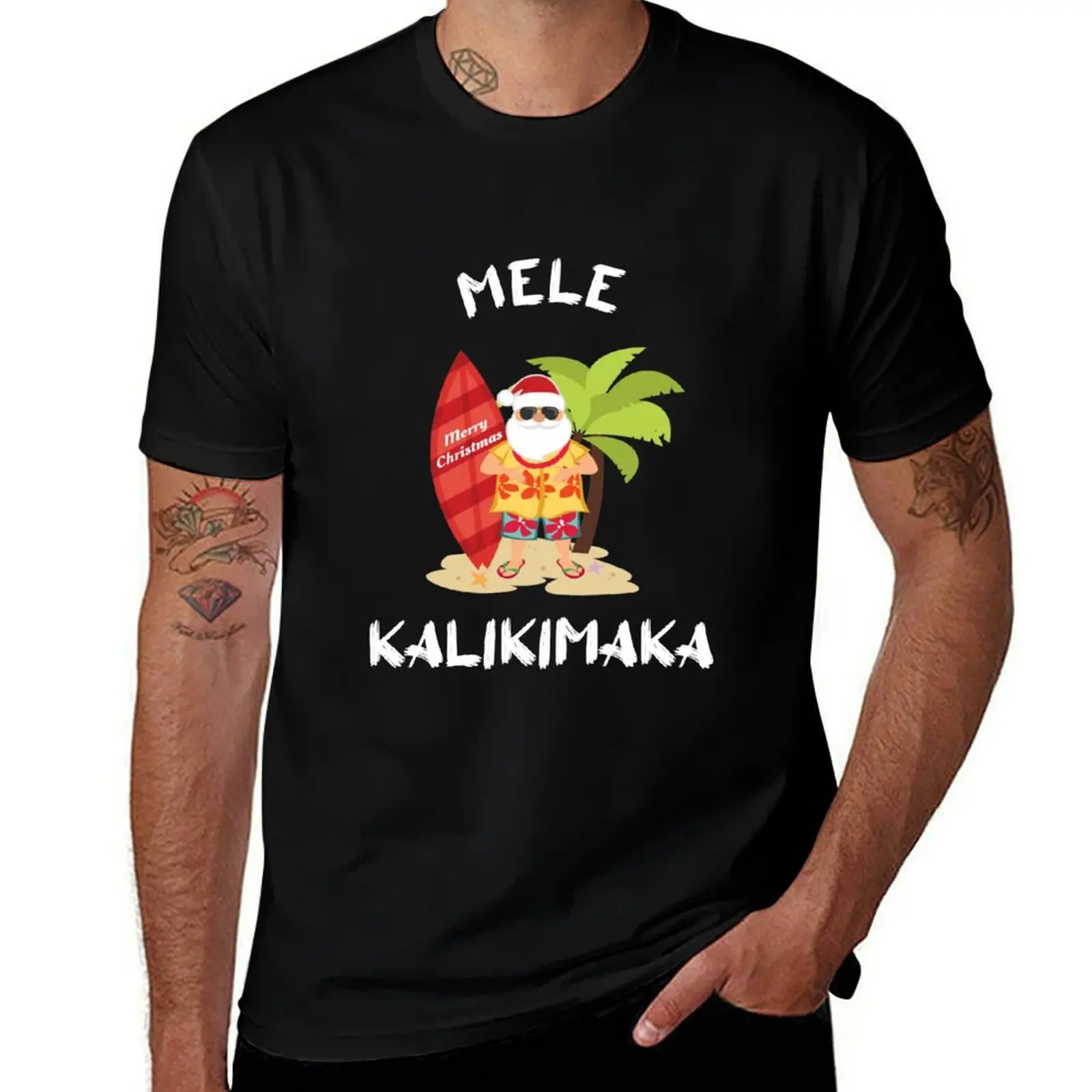 Mele Kalikimaka Hawaiian Christmas, Merry Christmas HawaiianXmas Hawaii T-Shirt Streetwear Print Tee Shirt T-Shirt