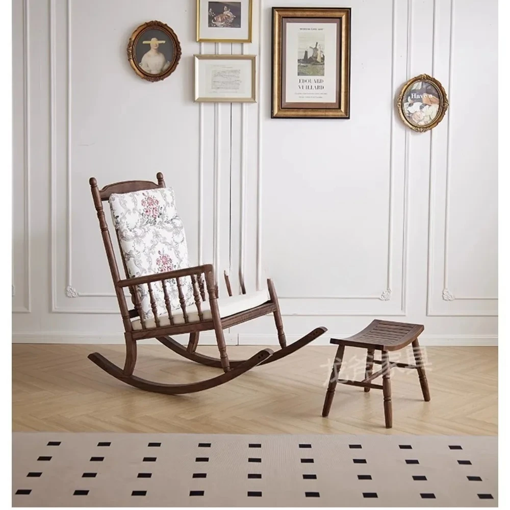 

North American Black Walnut All Solid Wood Rocking Chair Bedroom Sofa Chair