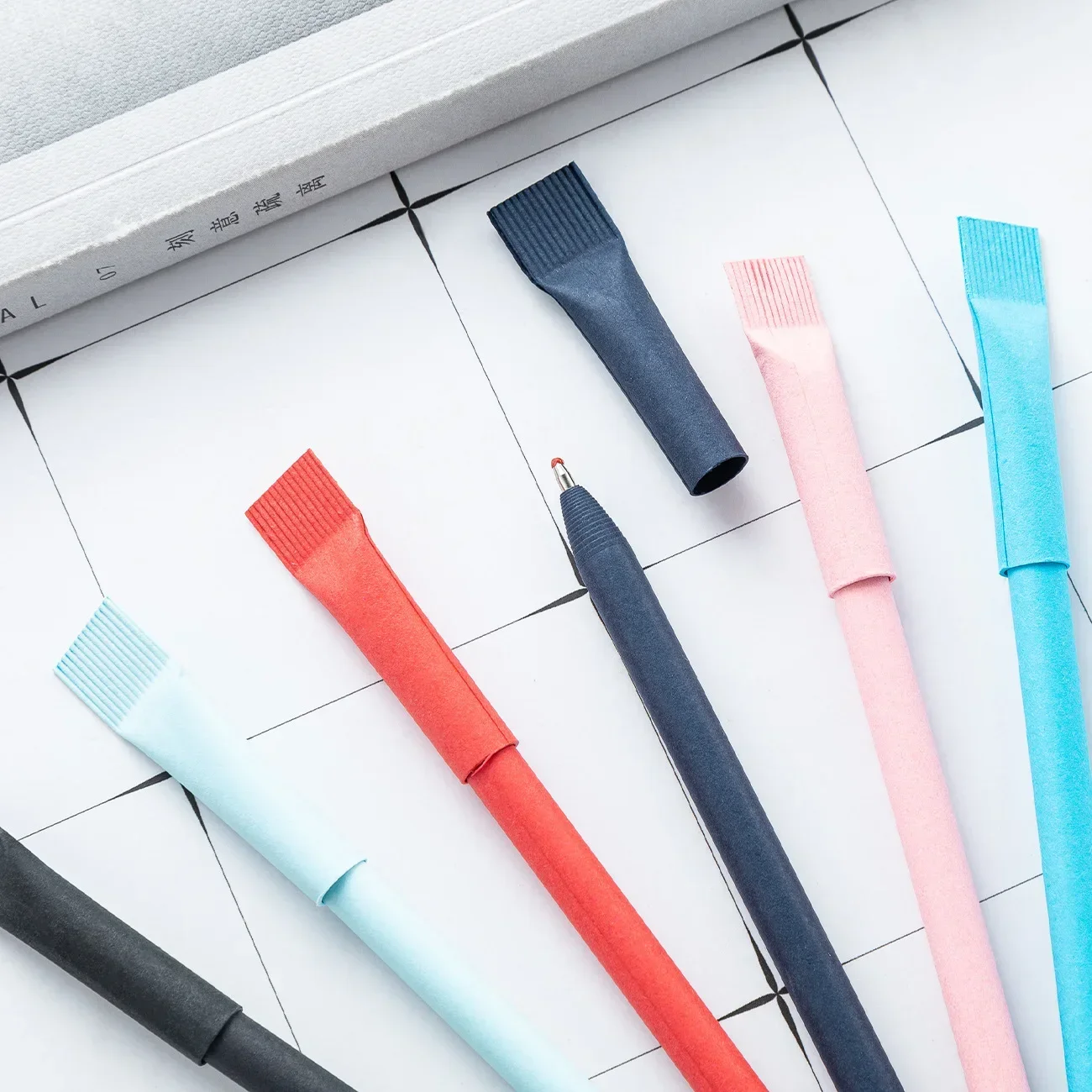 100PCS Custom Logo Eco Paper Ballpoint Pen Environmentally Friendly Kraft Paper Pens Multi Function Pen