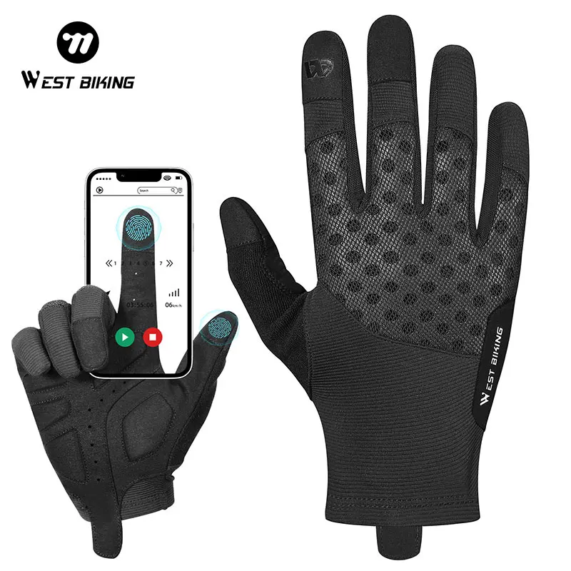 

WEST BIKING Cycling Gloves All-season Touch Screen Anti-slip Full Finger Gloves Men Women Outdoor Sports MTB Road Bike Gloves