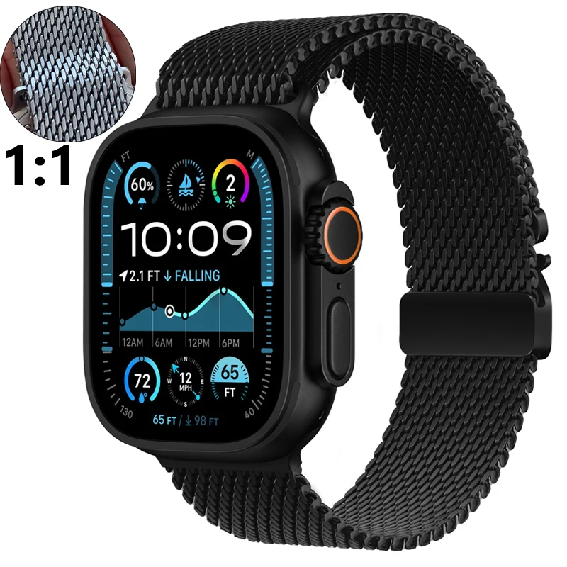 

Milanese Loop for Apple Watch Strap Ultra 2 band 49mm 45mm 46mm 44mm 42mm 41mm 40mm 38mm Bracelet iWatch series 10 9 8 7 6 5 SE