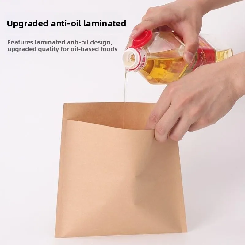 使い捨て食品包装袋-新疆牛革紙-小さなスナック包装袋-焼きパン-パンケーキ-肉サンドイッチ