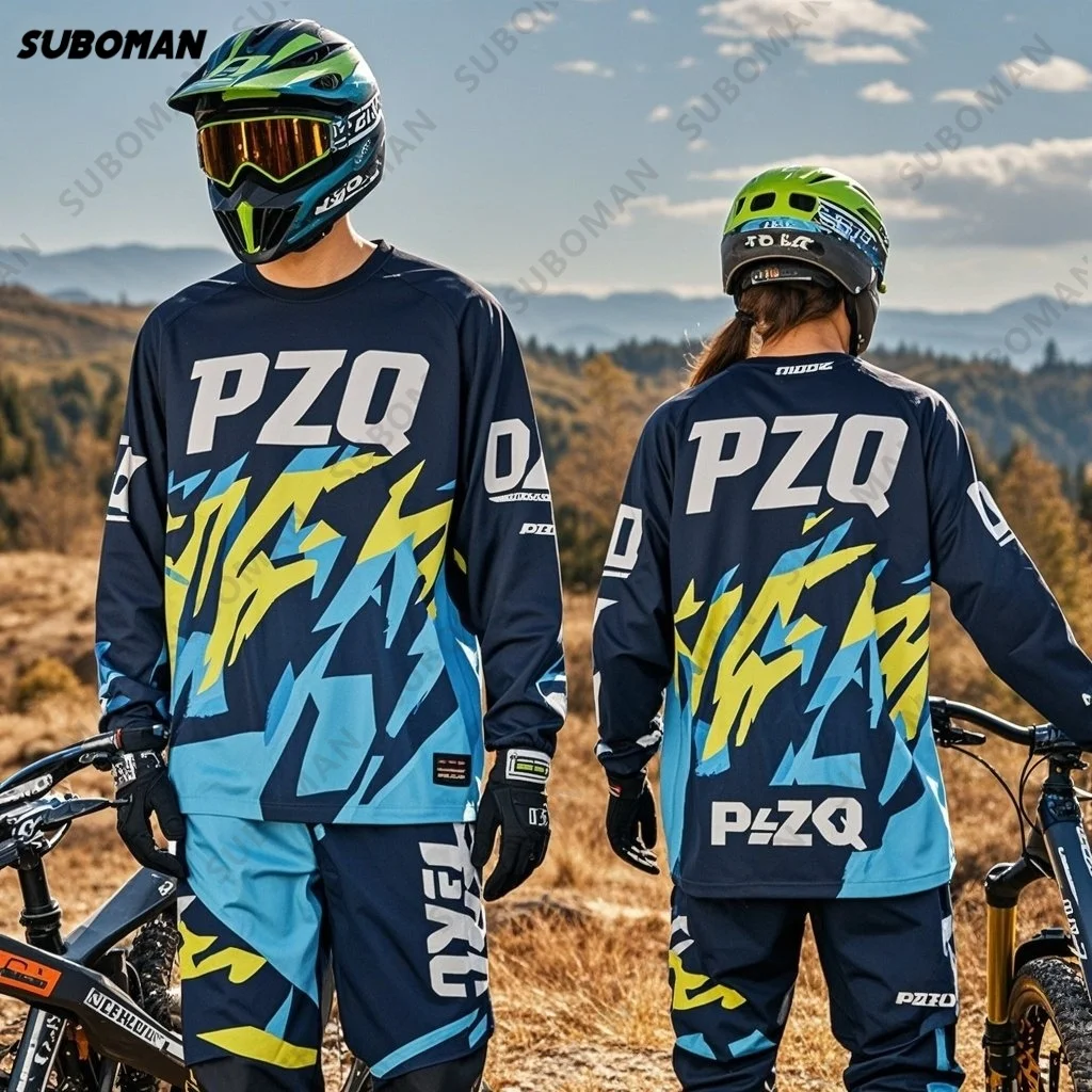 

New Brand PZQ Unisex Long Sleeve Cycling Jersey Downhill Mountain Bike Offroad Motorcycle Motocross Quick drying Clothing Shirts