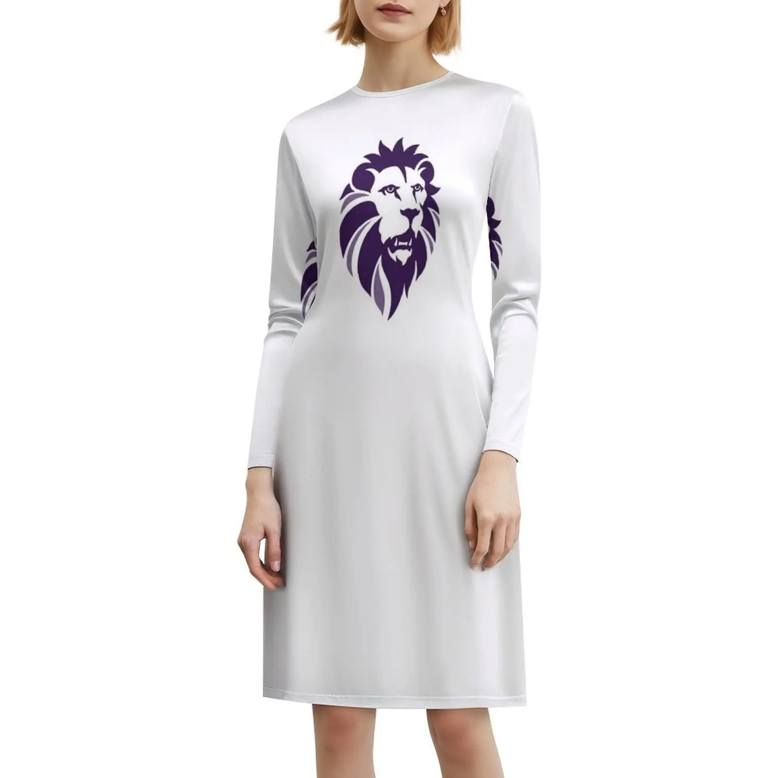 Leão vintage boêmio vestido puff manga ou sem mangas opções para mulher vestido leão logotipo leão leão logotipo vestido de futebol