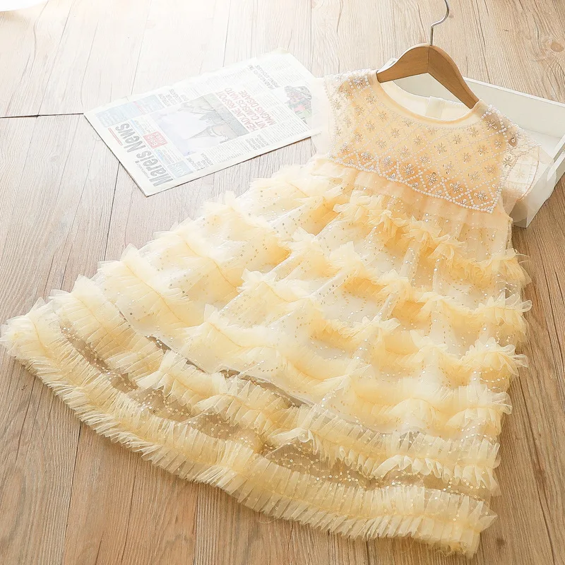 

Girls Dress 2024 Summer New Sweet Cake Dress Princess