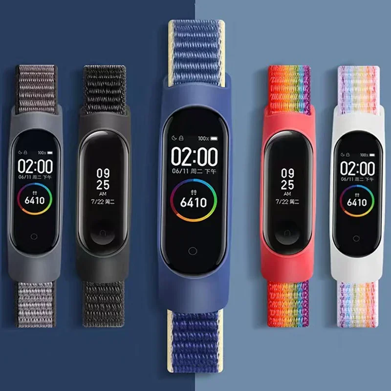 Bracelet for mi band 7 6 Strap Nylon Sport loop watch Belt pulsera correa Mi band 4 Wristband for xiaomi Mi band 5 4 3 Bracelet