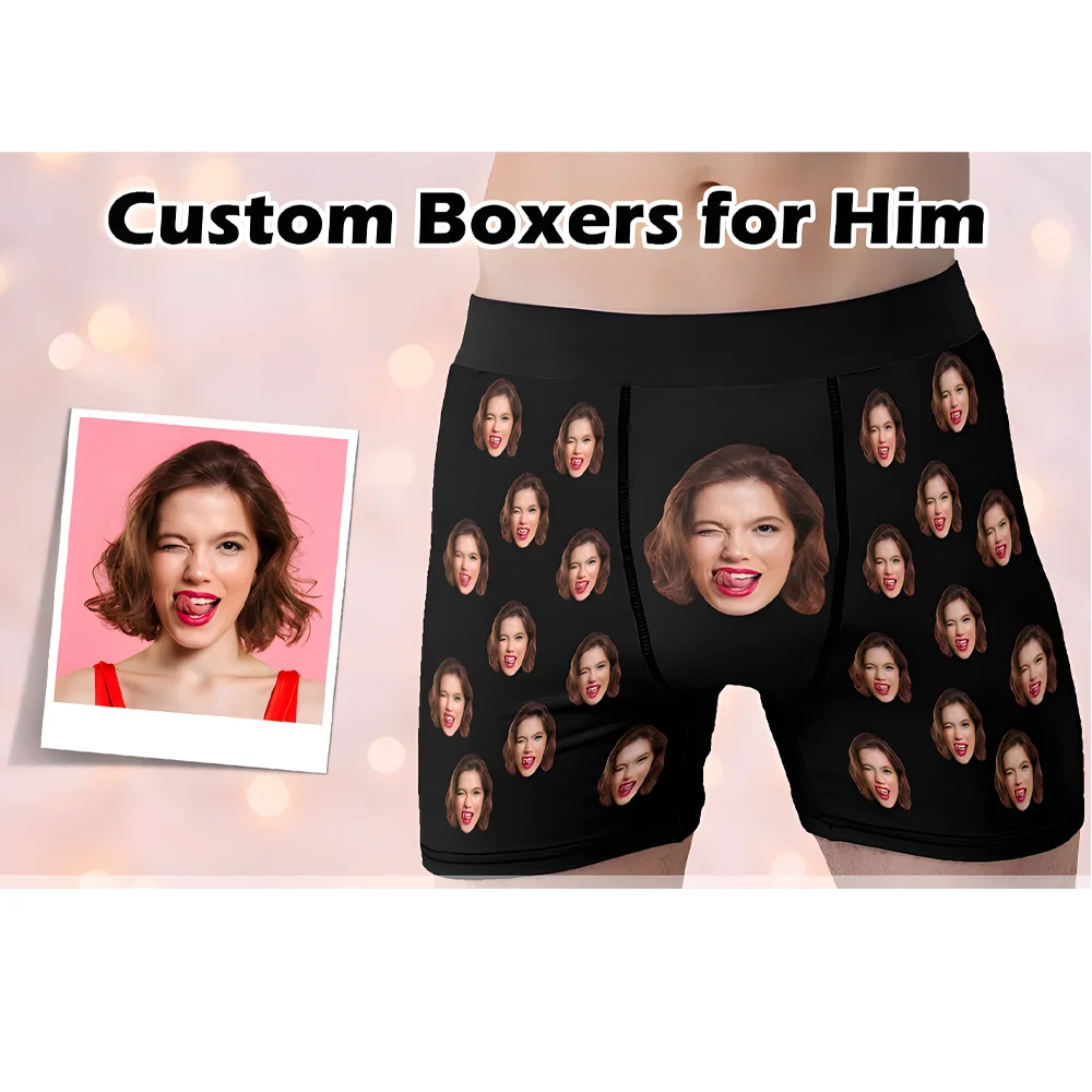 Custom Boxers with Face, Personalized Im Nuts About You Underwear with Photo, Picture on Boxer Briefs, Gift for Boyfriend, Gift