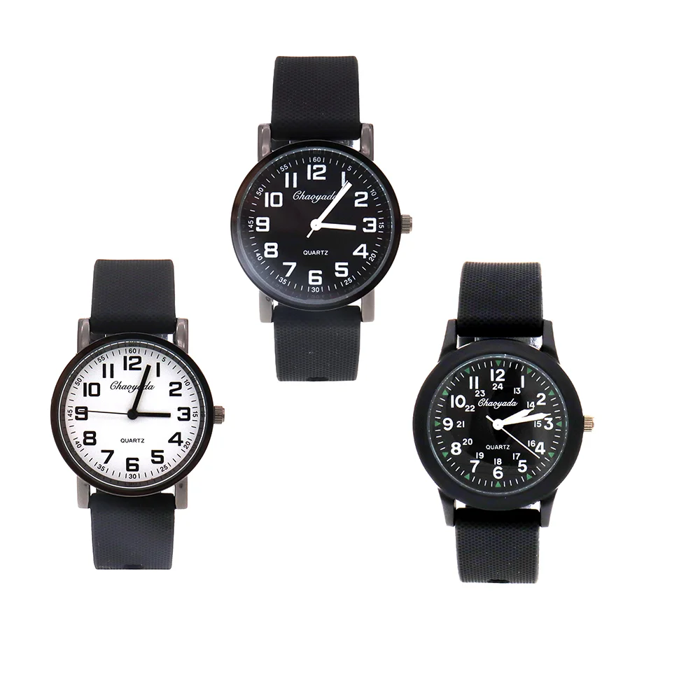 3 unids/lote correa de silicona relojes simples estudiantes niños deportes reloj de cuarzo impermeable regalos de navidad