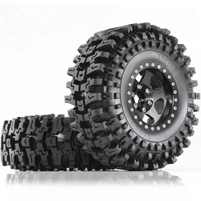 B78B-Metal Beadlock Wheel Beadlock Wheel Rim For 1/10 RC Crawler Car TRX4 D90 D110 Axial SCX10 Rubber Tire RC Car Parts Sliver