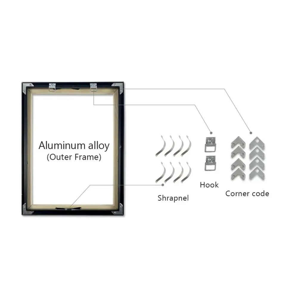 Matt Black 40 Cm Small Size Canvas Picture Metal Aluminum Frame Art Wall Art for Wedding Birthday Photo Poster Home Decoration