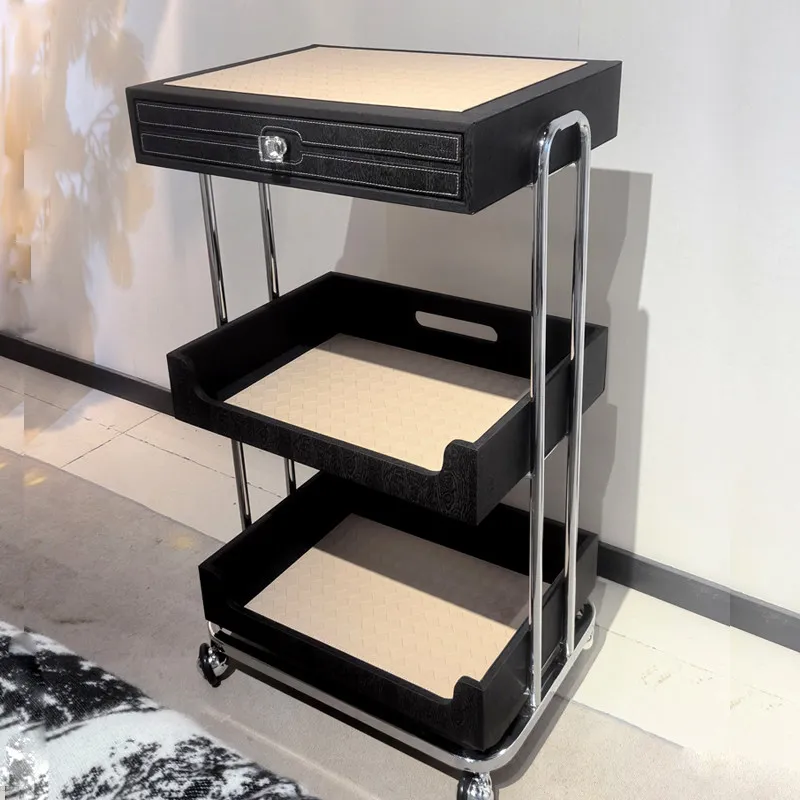 

Элитная тележка для салона красоты из натуральной кожи ручной работы, роскошная коммерческая мебель для хранения ZY40ZWJ