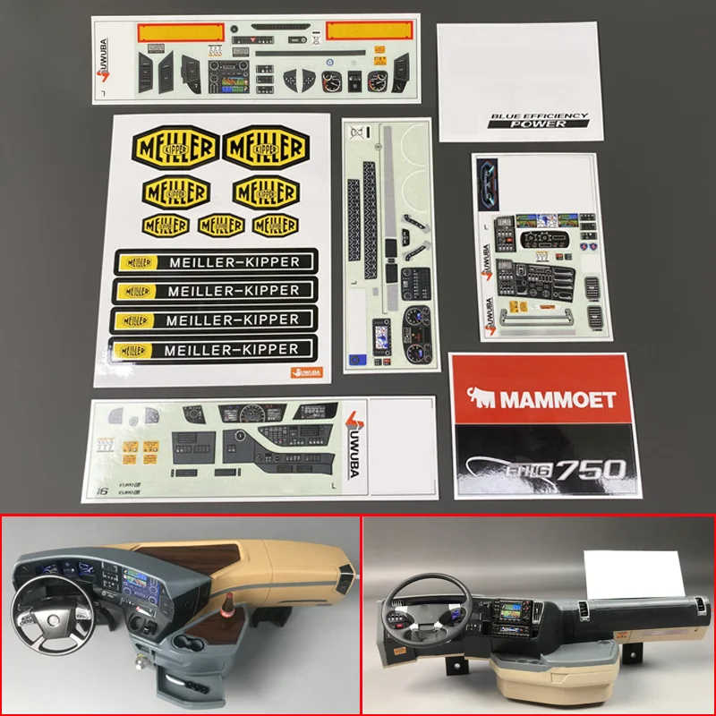 Cab Center Console Stickers Decorate for 1/14 Tamiya RC Truck Tipper SCANIA R620 VOLVO 750 ACTROS BENZ 3363 MAN Model Car