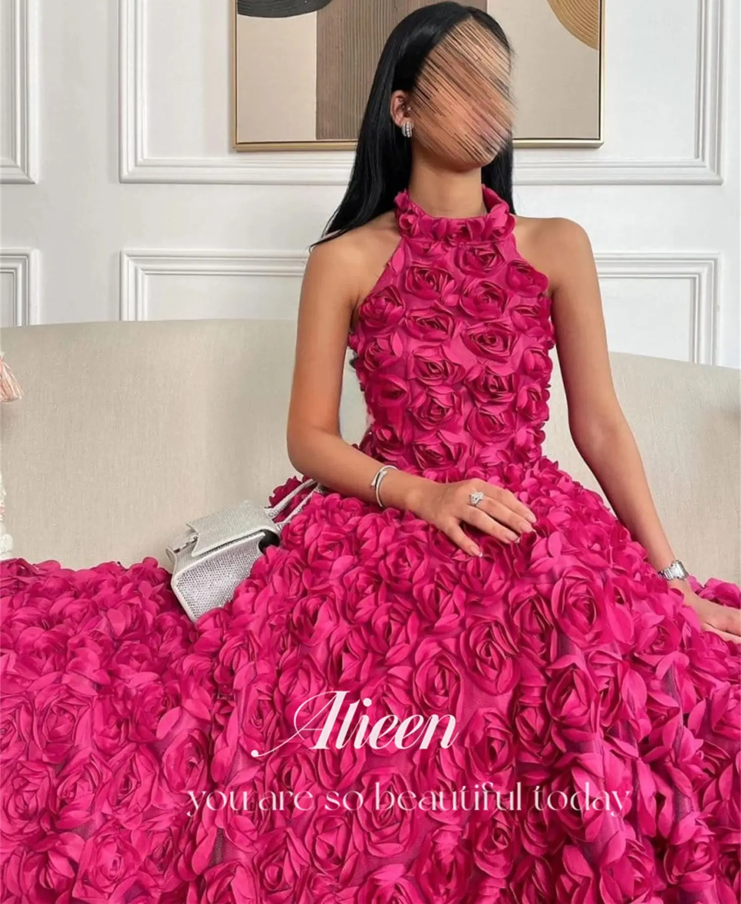 Aileen Eid Al-fitr Luxurious Line A Evening Dress 3D Flowers Quinceanera Dresses Gala Womens Elegant Party Women 2024 Luxury New