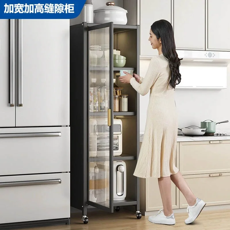 Cross-border storage racks, kitchen sandwich cabinets with doors, floor-to-ceiling multi-layer pot storage refrigerators
