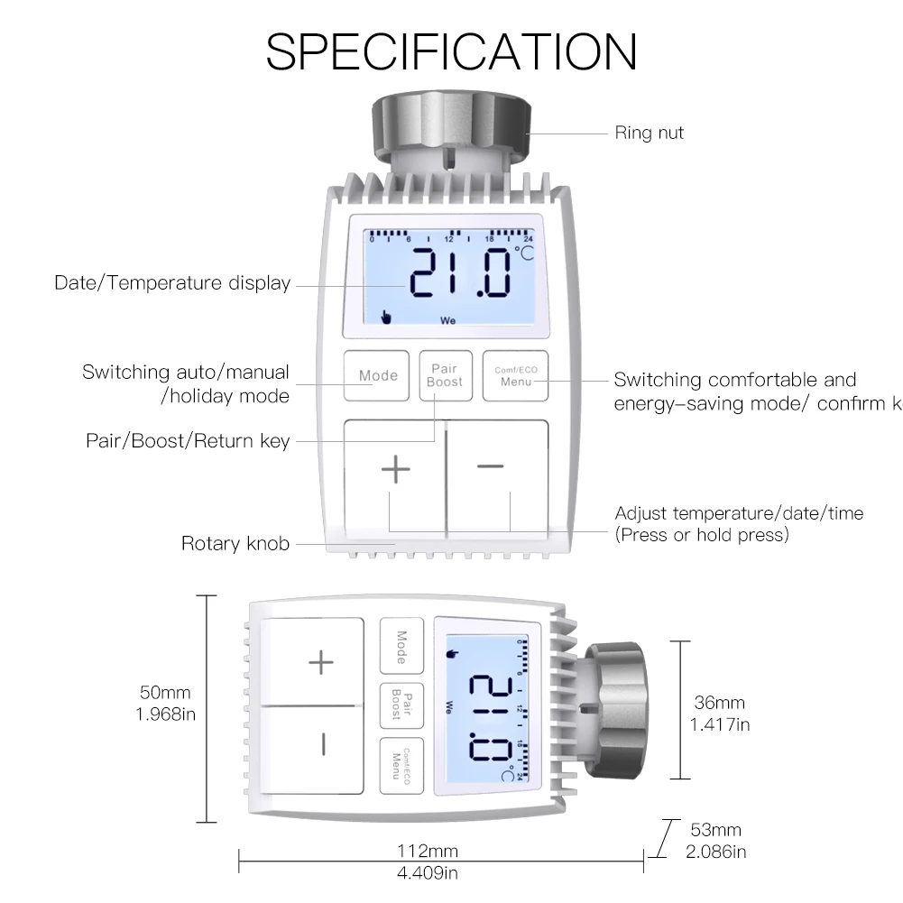 MOES Tuya ZigBee3.0 Radiator Actuator Valve Smart Thermostat Temperature Controller External Sensor TRV Voice Control with Alexa