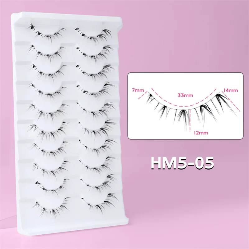 10 Paar untere Wimpern, Packung unter den Wimpern, weiche untere Wimpern, 100 % handgefertigt, transparentes Band, Manga-Unterwimpern, Make-up-Tools – Detail 11