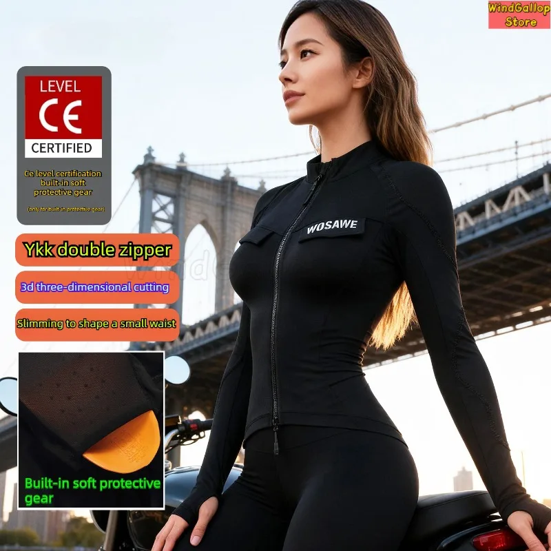 

Motorcycle riding clothes for women thin and breathable motorcycle soft armor equipment tight fitting knight jacket