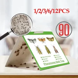 1/2/3/6/12PCS Pantry Kitchen Flies Food Indian Meal Moths Catcher Attractant Sticky Glue Killer Pheromone Moth Trap