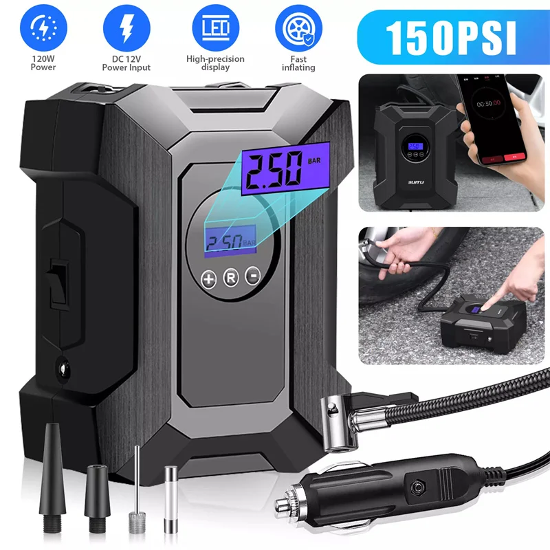

Автомобильный воздушный компрессор 12 В, воздушный насос для накачивания автомобильных шин, электрический мотоциклетный насос, портативный цифровой насос для накачивания шин