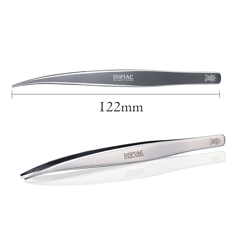 DSPIAE AT-Z02 Flat-end Tweezer HG Angled Tweezers Hand Tool Tweezers Anti-static Corrosion Resistant Antimagnetic Sliver New