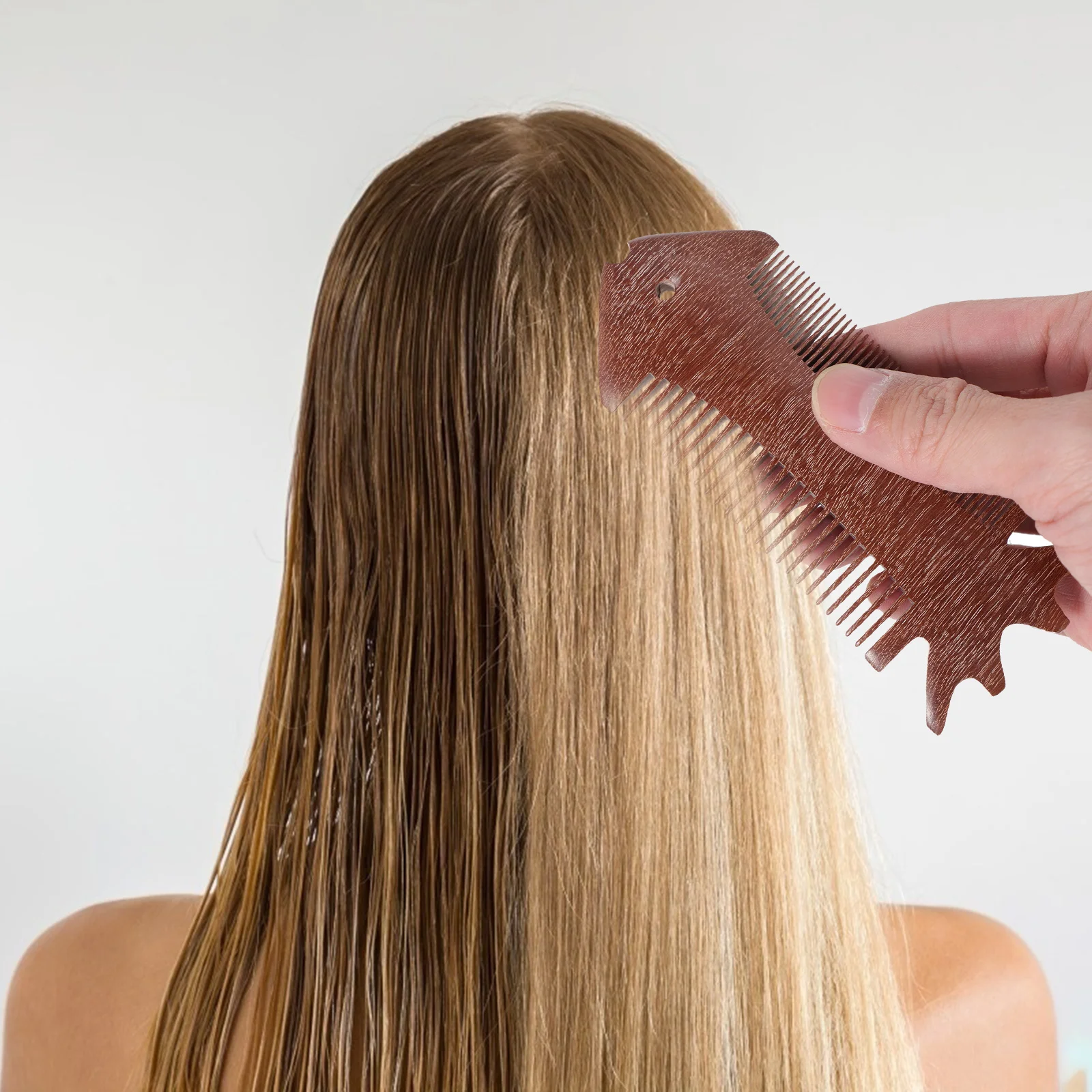 

Деревянная расческа в форме сандалового дерева с тонкими зубцами для распутывания волос, расческа для кожи головы, массажные аксессуары для укладки бороды