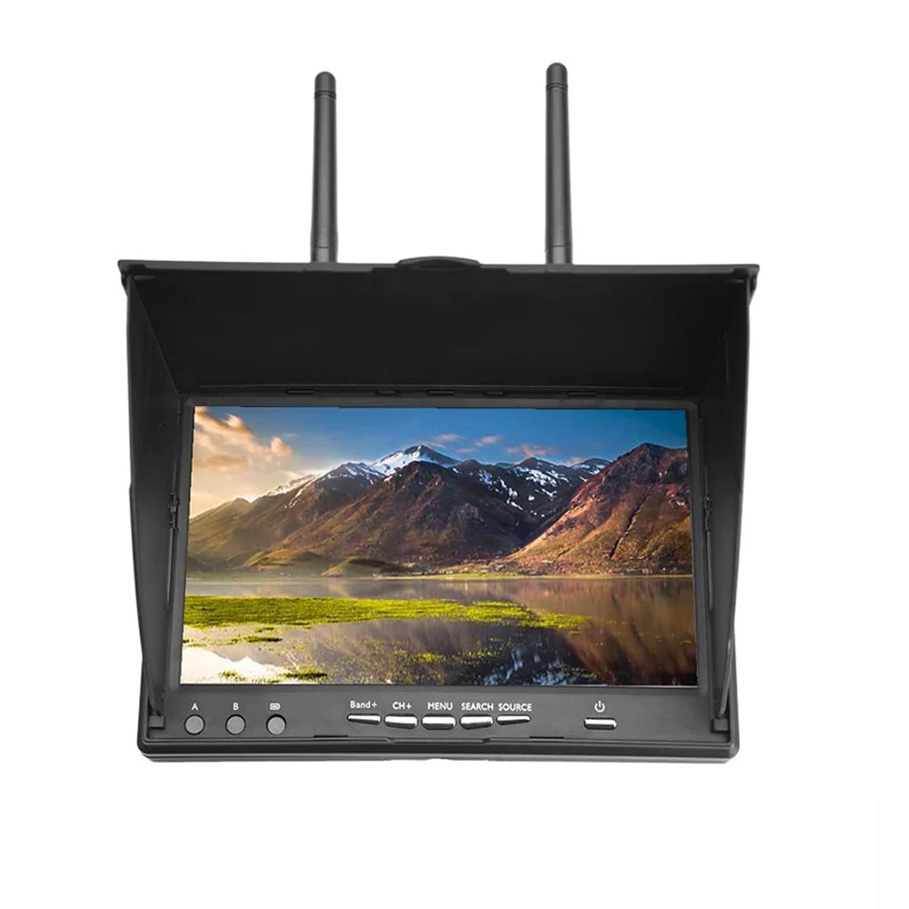 LT5802S 5.8G 40CH 800*480 7 Inch FPV Monitor Built in Dual Receiver Battery with Antennas for RC Drones